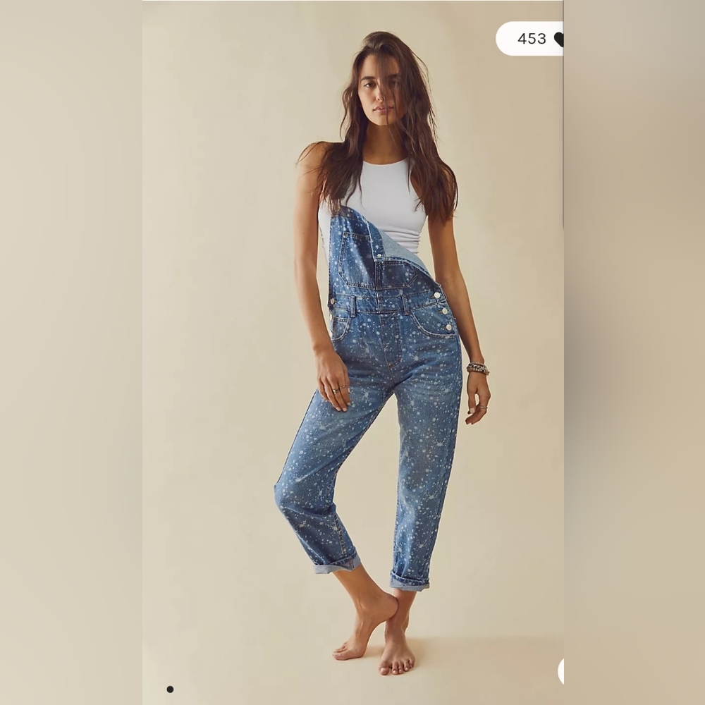 ‼️ISO Free People ziggy bleach splatter overalls‼️